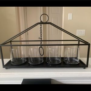 Industrial Metal & Glass Hanging Candle Holder